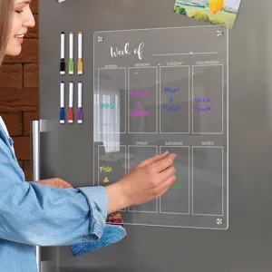Clear Acrylic Weekly Calendar Board for Fridge Magnetic Refrigerator Dry Erase Memo Planner