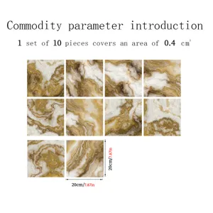 Marble texture tile stickers waterproof self-adhesive wall stickers 10pcs 20x20cm decor