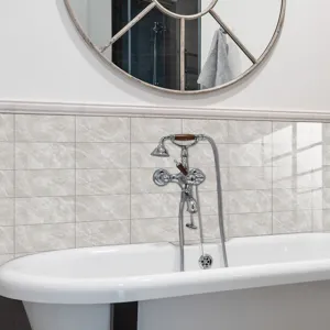 Detailed view of grey imitation marble crystal tile sticker, showing waterproof self-adhesive wall decor surface.