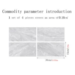 Marble texture crystal film tile stickers, self-adhesive wall and floor decor set of 4.