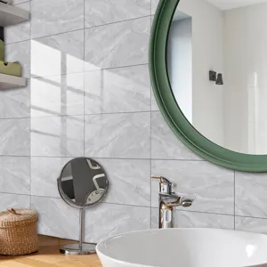 Grey marble texture crystal film tile sticker, self-adhesive wall sticker for home decor.