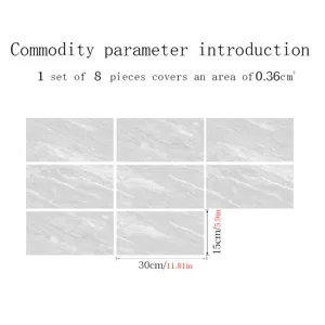 Marble pattern crystal film tile stickers, 8pcs set self-adhesive wall and floor stickers.