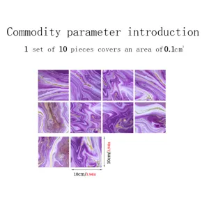 Purple marble crystal film tile stickers detail view, 10 pcs 10x10cm home decor wall paper.