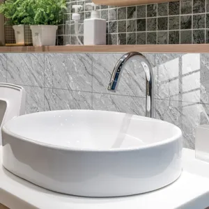Waterproof marble pattern self adhesive wall tile sticker for home bathroom decor detail