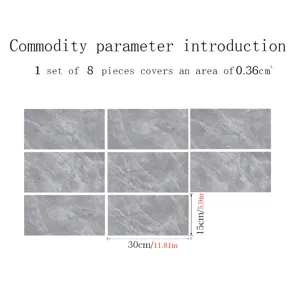 Grey marble texture tile stickers, self-adhesive wall and floor stickers for home decor.
