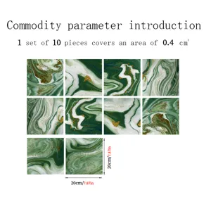 Green marble tile stickers 10pcs self adhesive waterproof wall stickers 20x20cm decor