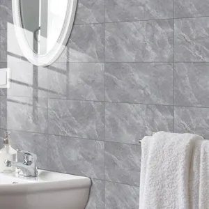 Grey marble texture self-adhesive wall tile sticker, waterproof home decor wallpaper
