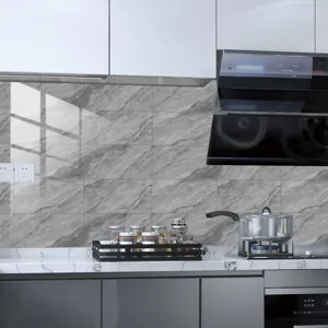 Grey marble pattern crystal film wall sticker for kitchen home decor and tile decoration.