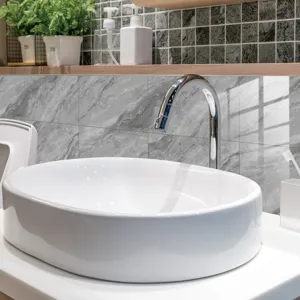 Marble pattern tile sticker self adhesive waterproof wall paper for home bathroom decor