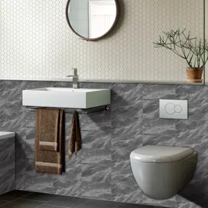 Grey marble effect self adhesive wall tile sticker waterproof home decor bathroom update