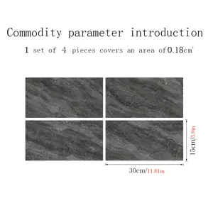 Marble texture crystal film tile stickers, self-adhesive wall stickers, 4 pcs set.