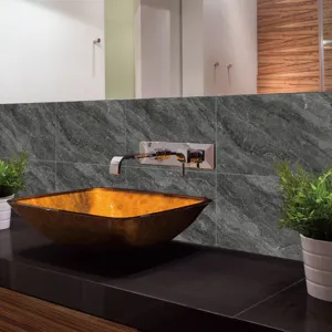 Modern dark grey marble texture wall tile sticker waterproof self-adhesive home decor film