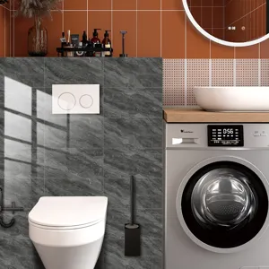 Grey marble pattern tile sticker, waterproof self-adhesive wall paper for home decor.
