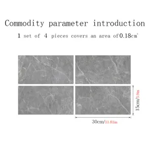 Grey marble tile stickers self-adhesive waterproof wall floor home decor 4pcs set