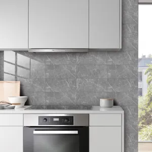 Grey marble texture waterproof tile sticker self-adhesive wall paper for kitchen decor