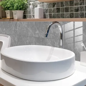 Marble pattern crystal film tile sticker, waterproof self-adhesive wall paper for home decor.