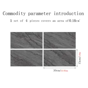 Marble texture tile stickers self-adhesive waterproof wall and floor decor set of 4pcs