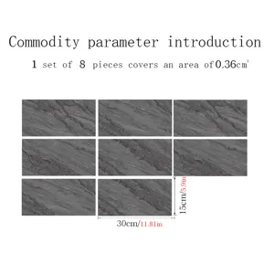 Marble pattern crystal film tile sticker, waterproof self-adhesive wall paper, 8pcs set.