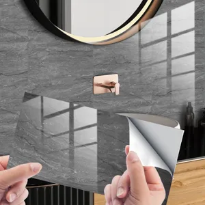 Marble crystal film tile sticker detail shot, self-adhesive waterproof wall decor.