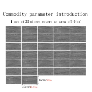 Grey marble texture tile stickers, self adhesive crystal film wall and floor decor.