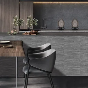 Close-up of modern dark grey marble texture wall sticker for kitchen countertop decor.