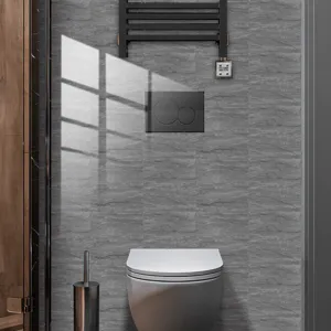 Grey marble effect tile sticker waterproof self-adhesive wall paper for modern bathroom decor