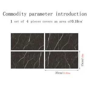 Dark marble pattern crystal film tile sticker waterproof self-adhesive wall paper 15x30cm