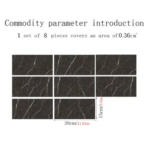 Imitation marble tile sticker self-adhesive crystal film wall floor home decor 8pcs