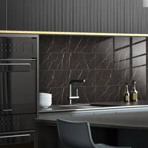 Dark marble texture crystal film tile sticker kitchen wall decor closeup scene display.