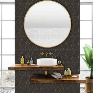 Marble effect crystal film tile sticker for modern bathroom wall and floor home decoration.