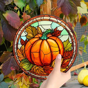 Decorazione murale in vetro colorato zucca autunnale targa decorativa per casa.