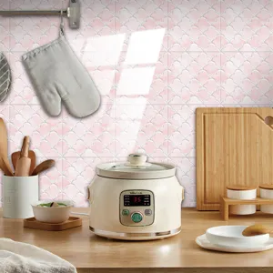 Autocollant de carrelage 3D rose imperméable autocollant mural pour décoration de cuisine