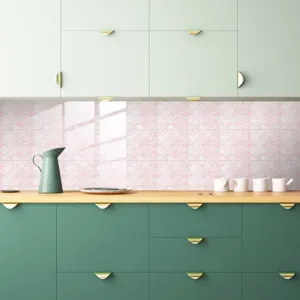 Autocollant de carrelage de cuisine 3D écaille de poisson rose étanche et autocollant