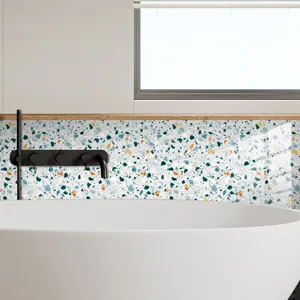 Terrazzo pattern crystal film tile wall sticker detail view, self-adhesive home decor