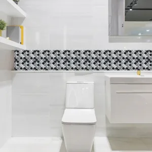 Vue détaillée de l'autocollant de carrelage 3D lotus, décoration murale adhésive.