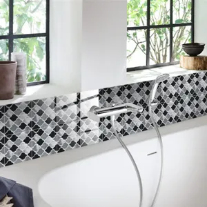 Salle de bain autocollant 3D carrelage scène, film cristal étanche décoration murale.