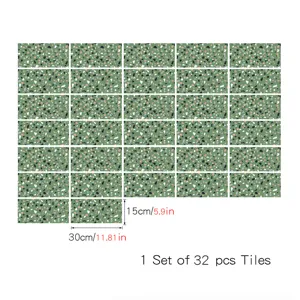 Terrazzo pattern crystal film tile stickers, self-adhesive wall and floor decor, 32 pcs.