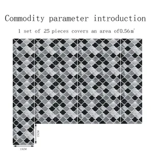 Autocollants de carrelage adhésifs décoratifs en lot de 25 pièces motif lotus 3D.