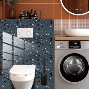 Dark terrazzo wall sticker, self-adhesive crystal film tile sticker for home decor renovation.
