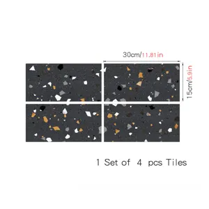 Terrazzo tile sticker self adhesive waterproof wall floor sticker 30x15cm 4pcs set