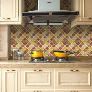 Stickers carrelage decoratif 3D autocollant film cristal motif lotus pour cuisine.