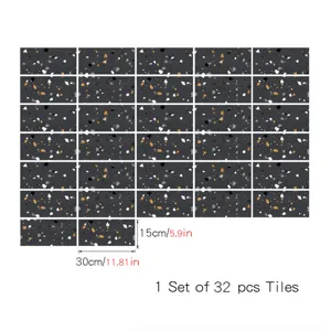Terrazzo pattern crystal film tile sticker detail shot, waterproof self-adhesive wall decor.
