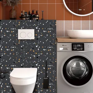 Dark terrazzo wall sticker waterproof self-adhesive tile film for home bathroom decor 1pcs