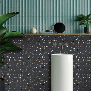 Dark terrazzo texture crystal film wallpaper self adhesive tile sticker for home decor