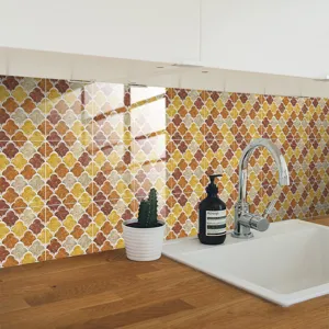 Autocollant de carrelage 3D étanche, film cristal surface, motif lotus décoration murale.