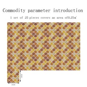 Vue détaillée d'autocollants de carrelage en film cristal 3D, motif géométrique, 25pcs.