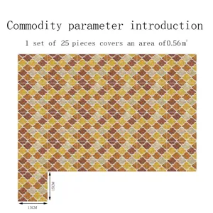 Stickers carrelage adhésifs décoratifs, forme éventail, 15x15cm, 25 pièces couvrent 0,56 m².