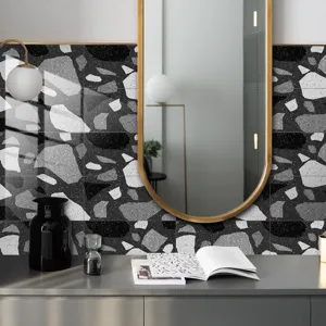 Terrazzo pattern self-adhesive tile sticker for home wall and floor decoration, waterproof film.