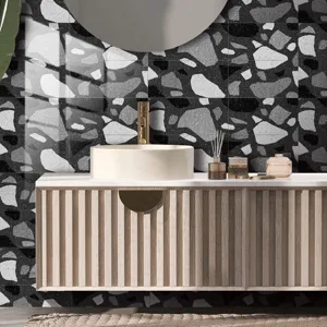 Waterproof terrazzo tile sticker self-adhesive wall paper home decor peel and stick
