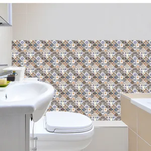 Adhésifs carrelage 3D avec motif de lotus, parfaits pour la décoration murale de la maison.